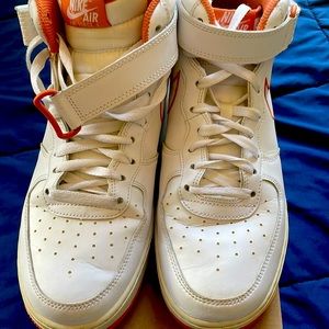 Nike Air Force 1 Mid, Terra Orange. Good condition. no significant scuff marks.
